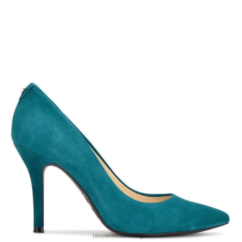 Nine West L48XT1280 blauwgroen suède vijfde 9x9 pumps met puntige neus