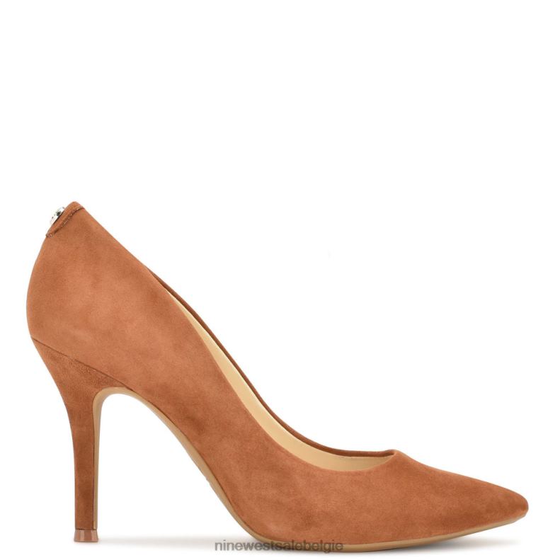 Nine West L48XT1281 cognac suède vijfde 9x9 pumps met puntige neus