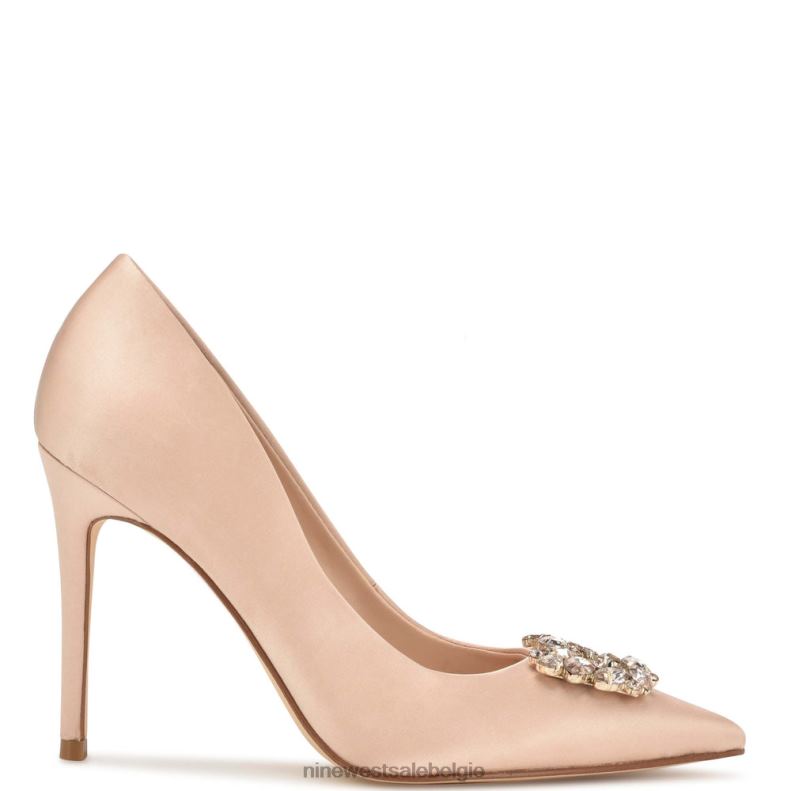 Nine West L48XT1290 naakt satijn kristal Fana pumps met puntige neus