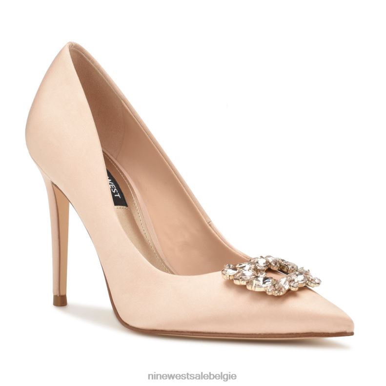 Nine West L48XT1290 naakt satijn kristal Fana pumps met puntige neus