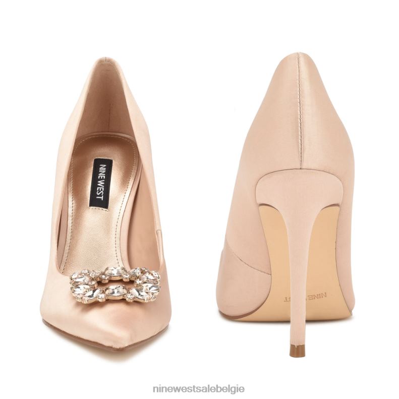 Nine West L48XT1290 naakt satijn kristal Fana pumps met puntige neus