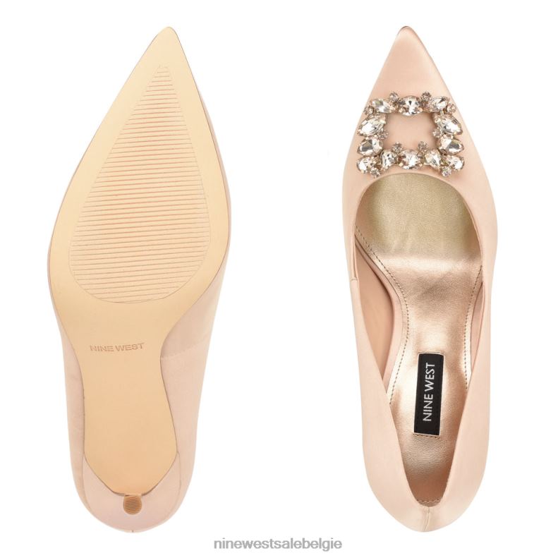 Nine West L48XT1290 naakt satijn kristal Fana pumps met puntige neus