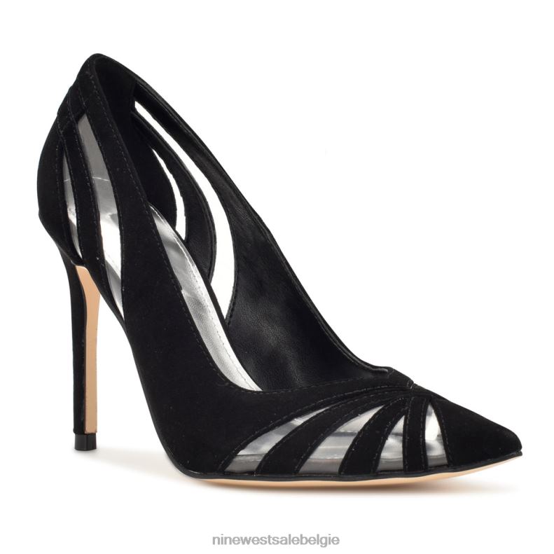 Nine West L48XT1300 zwart/transparant suède leuke puntige pumps