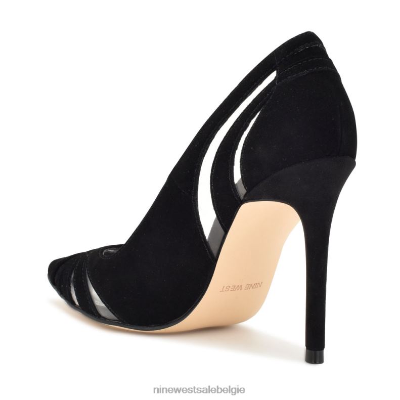 Nine West L48XT1300 zwart/transparant suède leuke puntige pumps