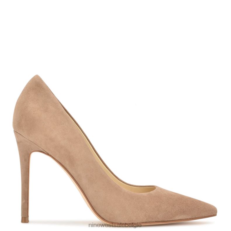 Nine West L48XT1320 taupe suède frisse pumps met puntige neus