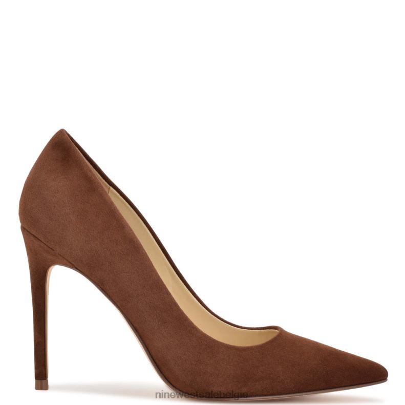 Nine West L48XT1321 middenbruin suède frisse pumps met puntige neus