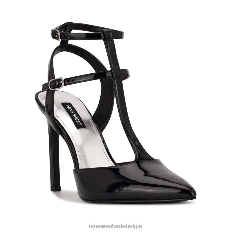 Nine West L48XT1342 zwart patent Tayes enkelbandpomp