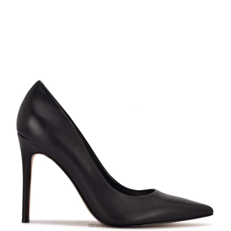 Nine West L48XT1346 zwart leer frisse pumps met puntige neus