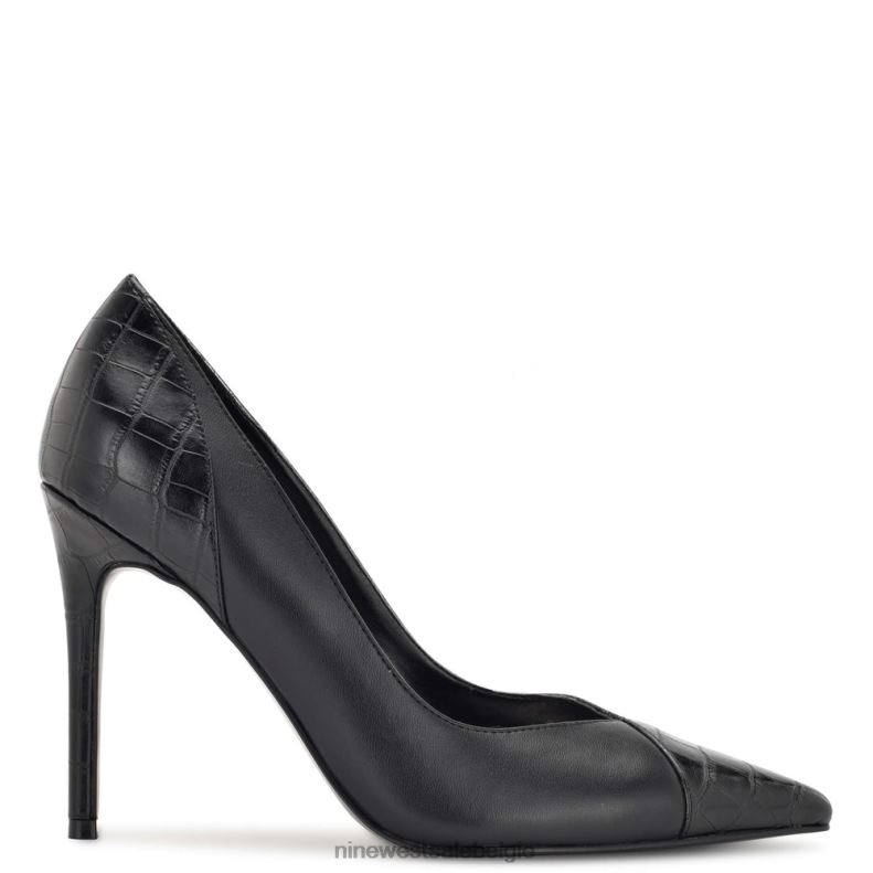 Nine West L48XT1357 zwart/kroko flava pumps met puntige neus