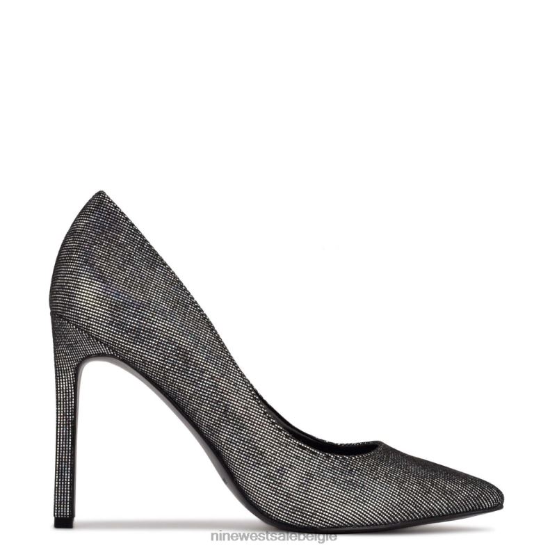 Nine West L48XT1366 zilver/zwart holografisch Tatiana pumps met puntige neus