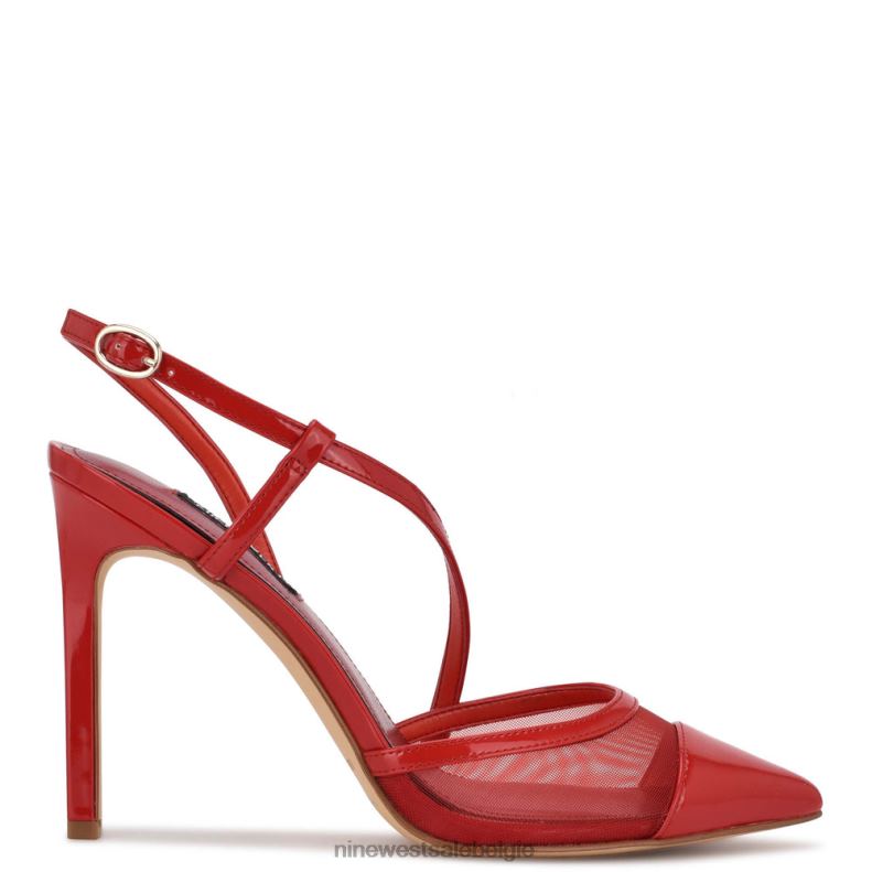 Nine West L48XT1374 rood lak/gaas Timie pumps met enkelbandje