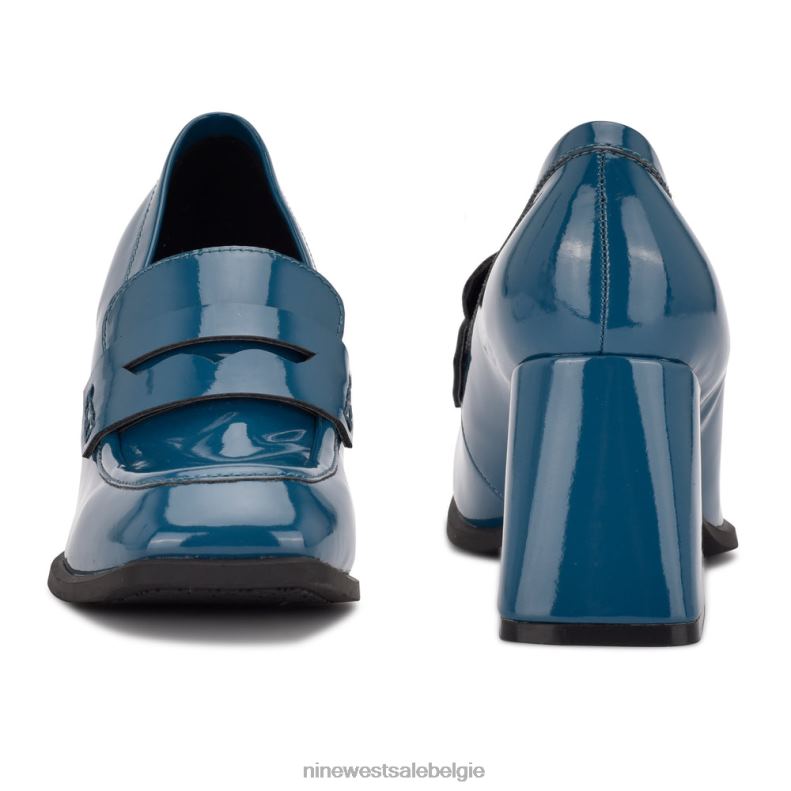 Nine West L48XT2225 blauwgroen patent loafers met hak