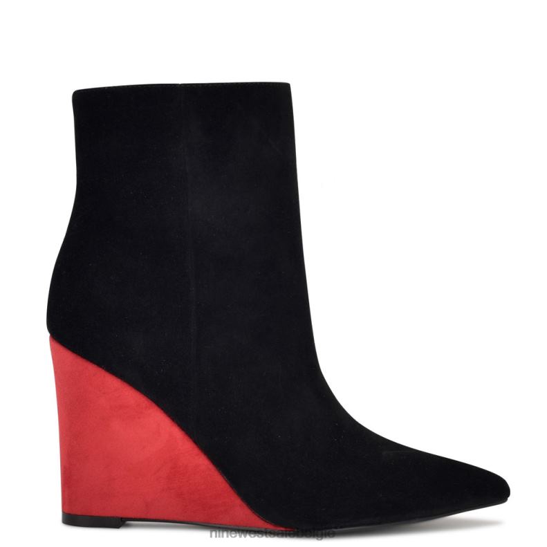 Nine West L48XT1139 zwart/rood suède paes sleehaklaarzen