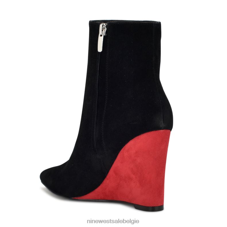 Nine West L48XT1139 zwart/rood suède paes sleehaklaarzen