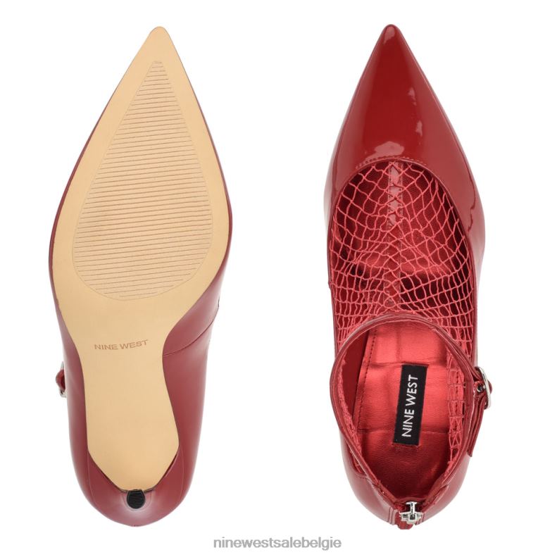 Nine West L48XT1652 rood lak/gaas visnet jurk laarsjes