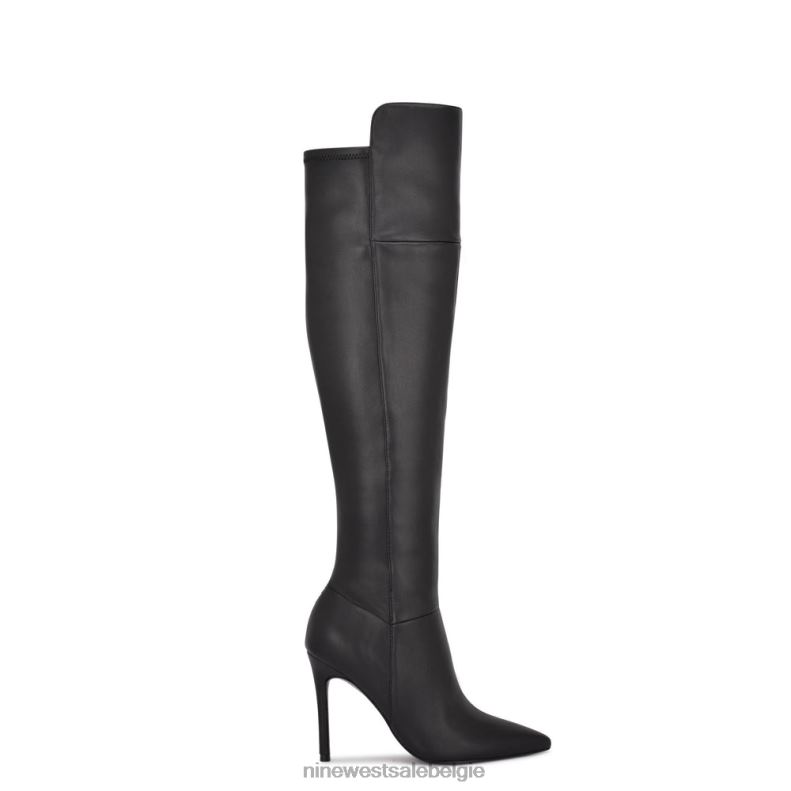 Nine West L48XT1698 zwart leer Forbs laarzen met hak tot over de knie