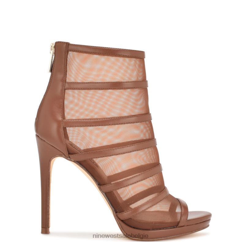 Nine West L48XT1781 licht bruin larang mesh peep-toe laarsjes