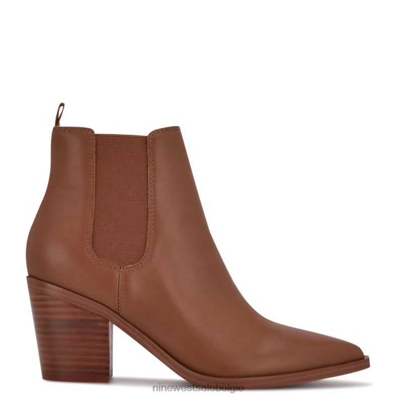 Nine West L48XT2909 bruin leer Wyllis laarsjes met blokhak