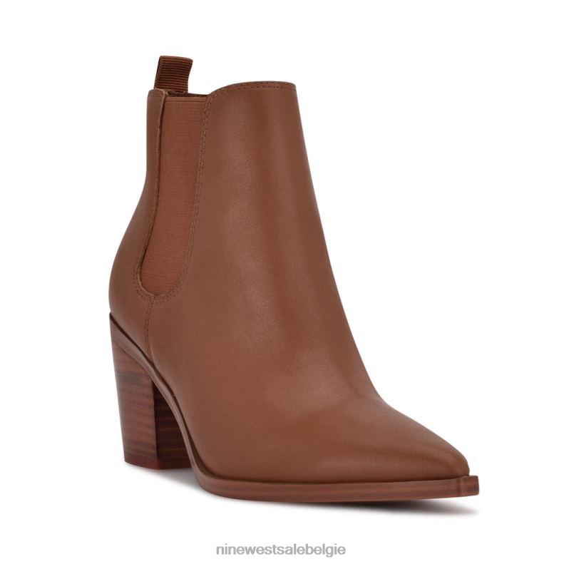 Nine West L48XT2909 bruin leer Wyllis laarsjes met blokhak