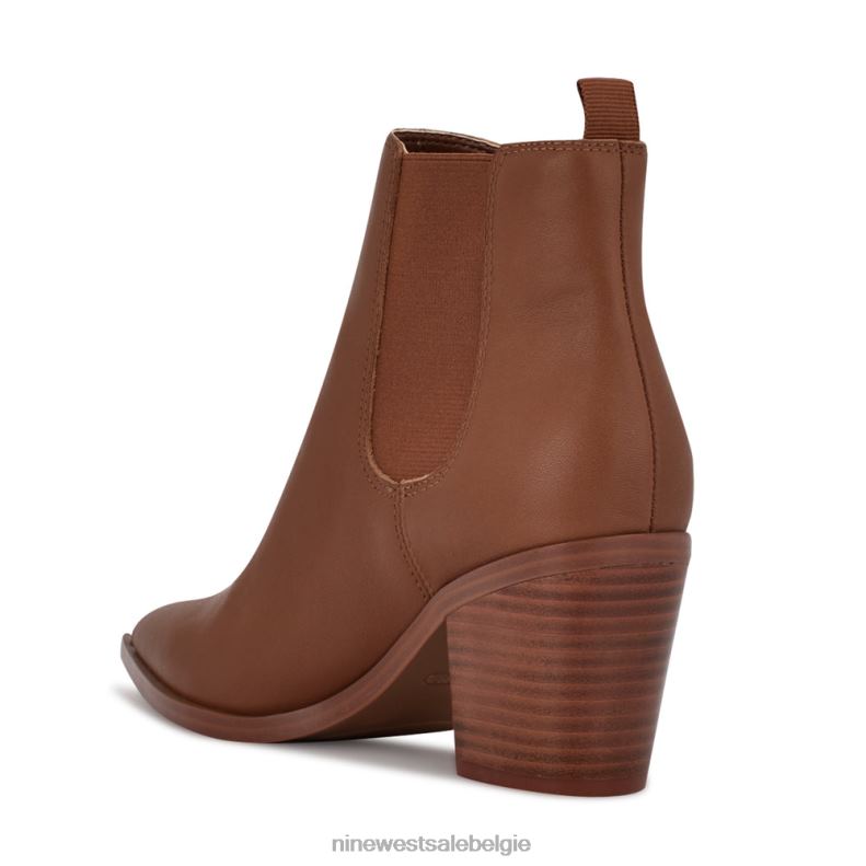 Nine West L48XT2909 bruin leer Wyllis laarsjes met blokhak