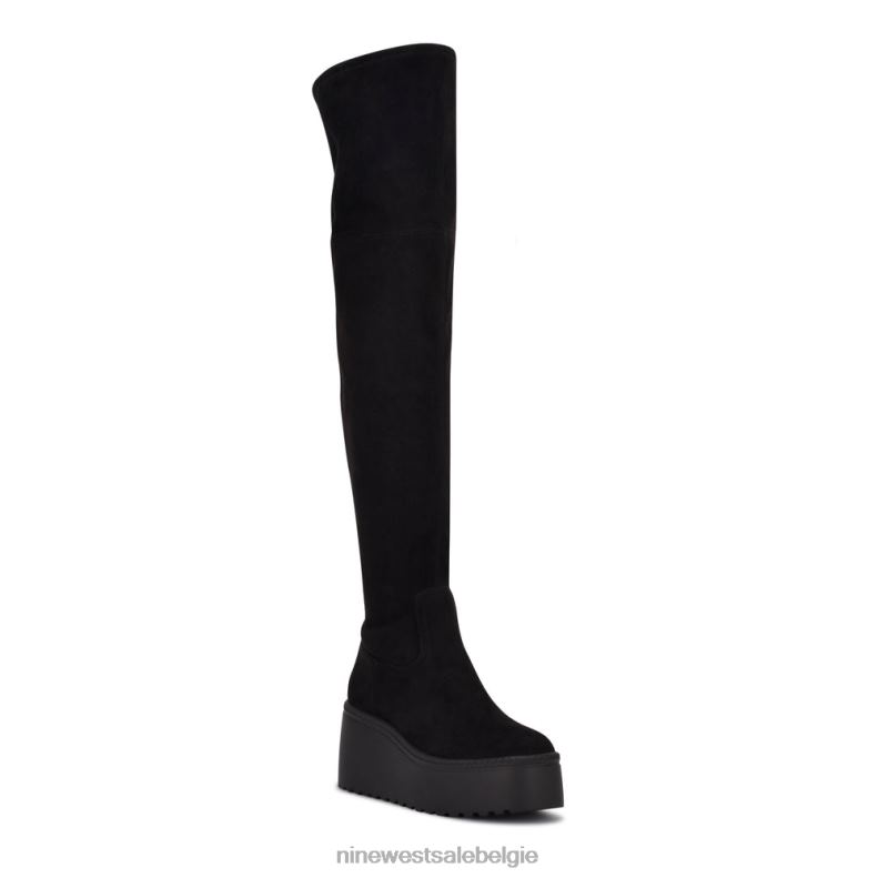 Nine West L48XT2916 zwart suède Hojo platformlaarzen over de knie