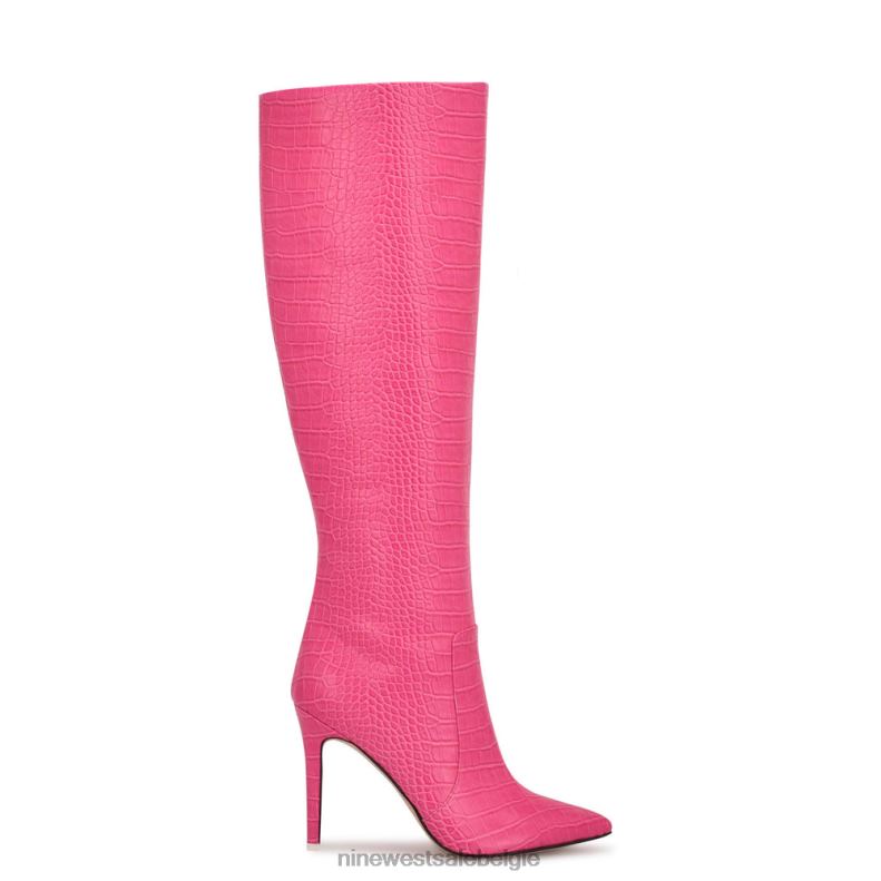 Nine West L48XT913 roze reliëf croco Laarzen met hak