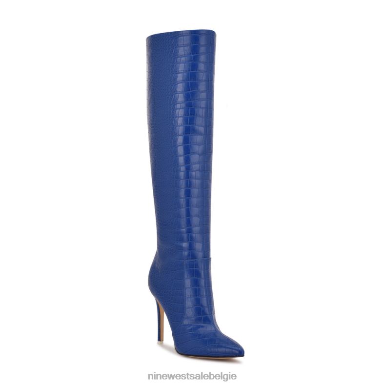 Nine West L48XT914 blauwe reliëfkroko Laarzen met hak