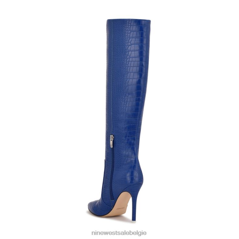 Nine West L48XT914 blauwe reliëfkroko Laarzen met hak