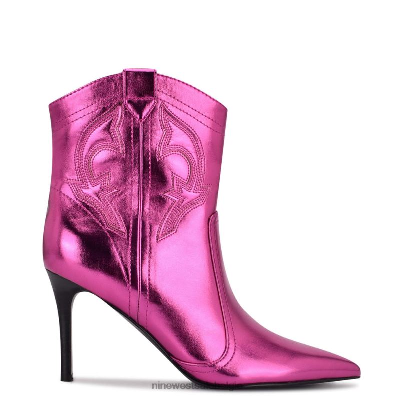 Nine West L48XT945 roze metaalachtig vloeiende westerse laarsjes met hakken