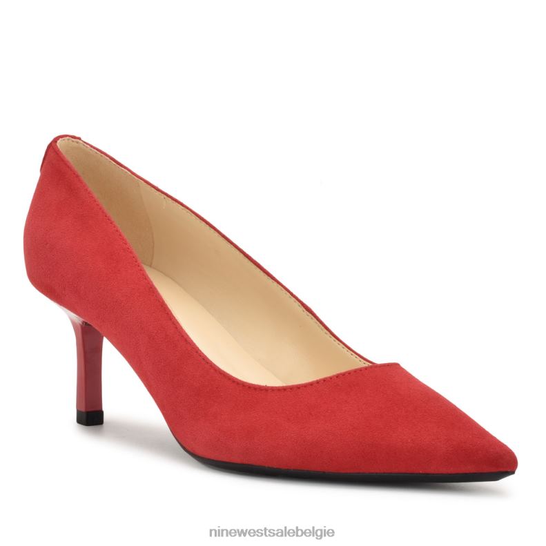 Nine West L48XT1150 rood suède Kuna 9x9 pumps met puntige neus