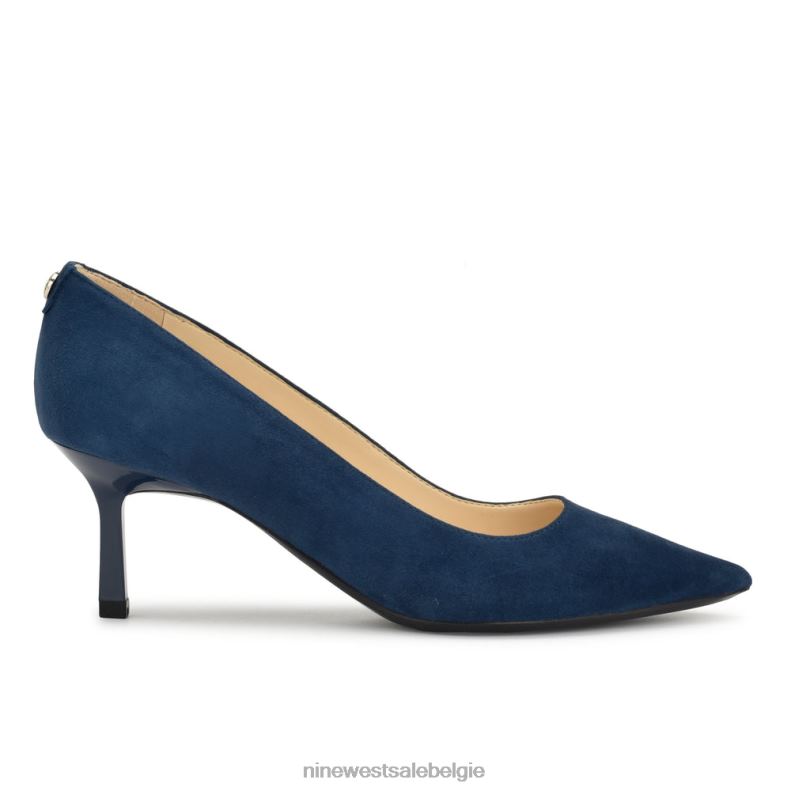 Nine West L48XT1151 Frans marine suède Kuna 9x9 pumps met puntige neus