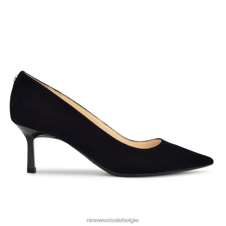 Nine West L48XT1152 zwart suède Kuna 9x9 pumps met puntige neus