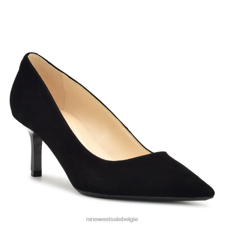 Nine West L48XT1152 zwart suède Kuna 9x9 pumps met puntige neus