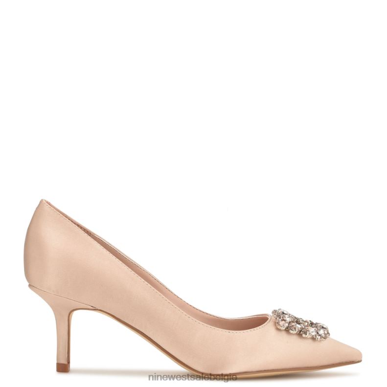 Nine West L48XT1165 naakt satijn kristal avolon pumps met puntige neus