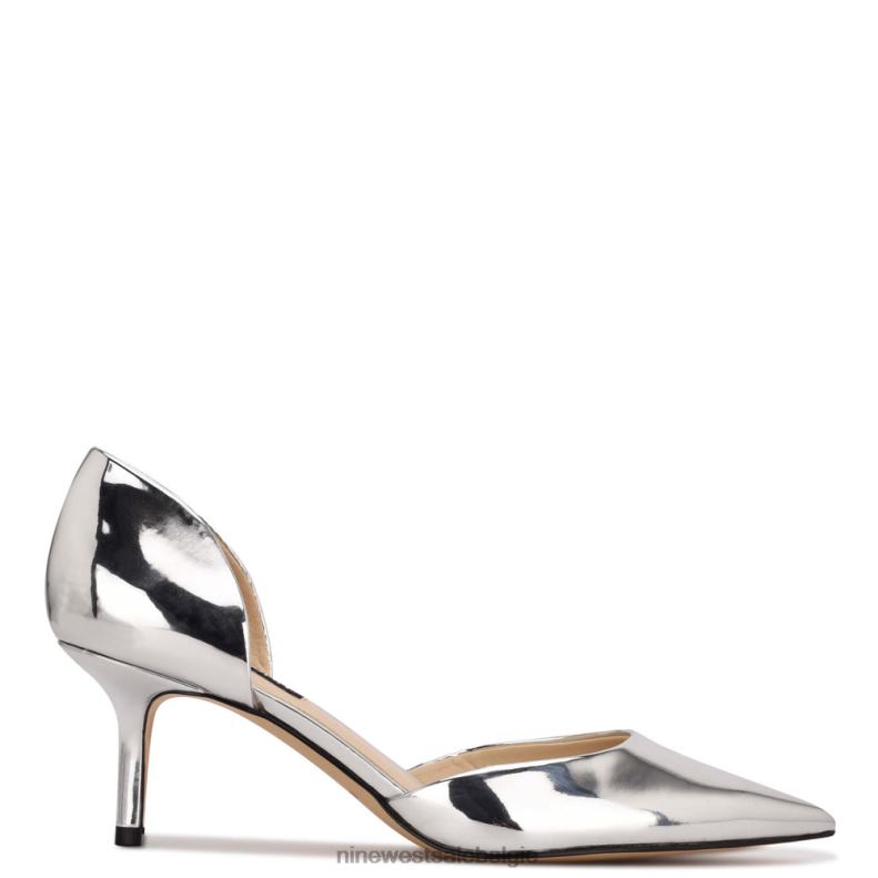 Nine West L48XT1170 zilver spiegel metallic arriveer pumps met puntige neus