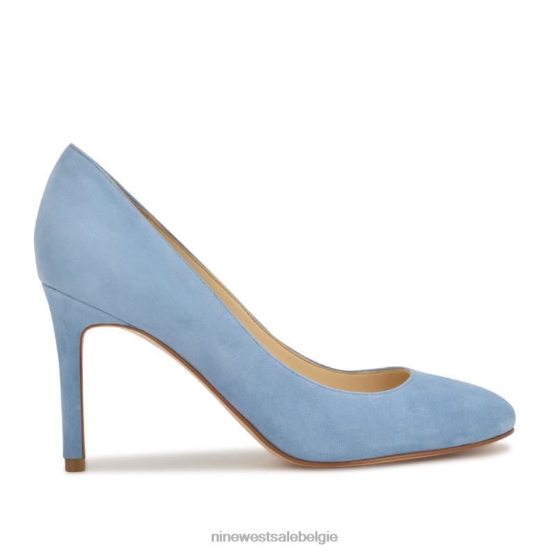 Nine West L48XT1187 babyblauw suède Dylan pumps met ronde neus