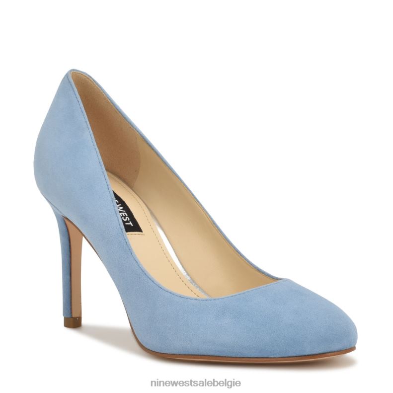 Nine West L48XT1187 babyblauw suède Dylan pumps met ronde neus