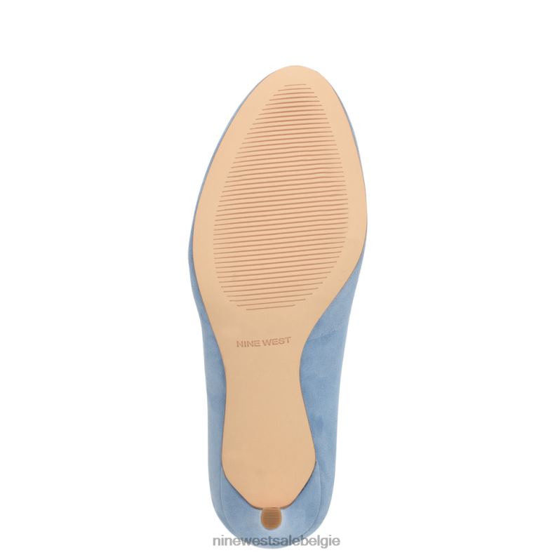 Nine West L48XT1187 babyblauw suède Dylan pumps met ronde neus