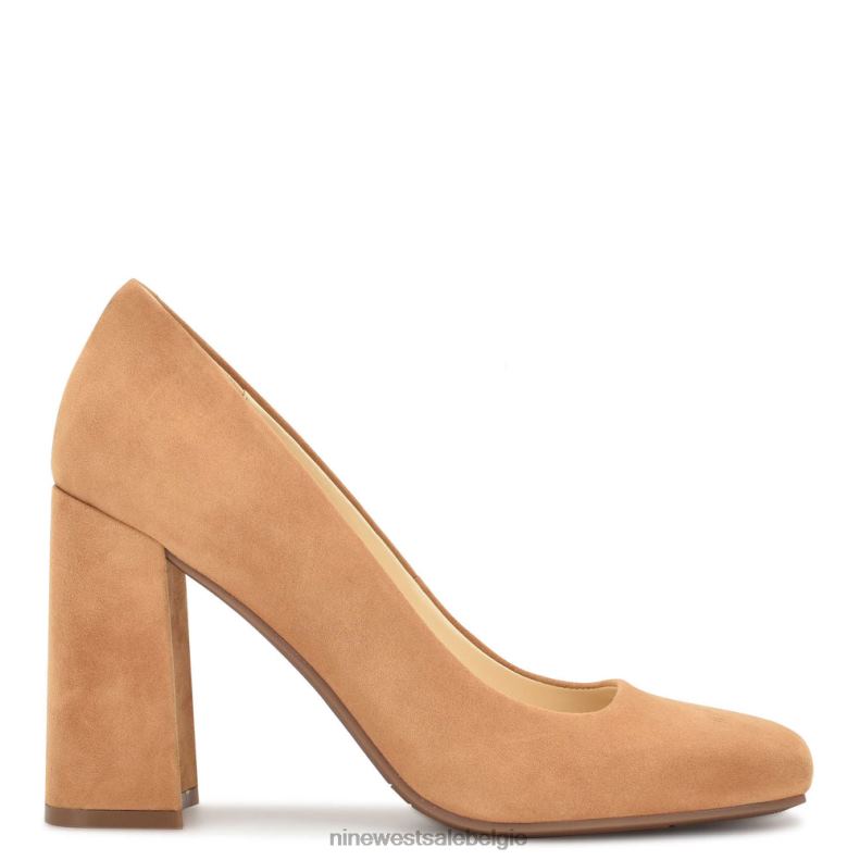 Nine West L48XT1199 donker natuurlijk suède Yolend pumps met blokhak