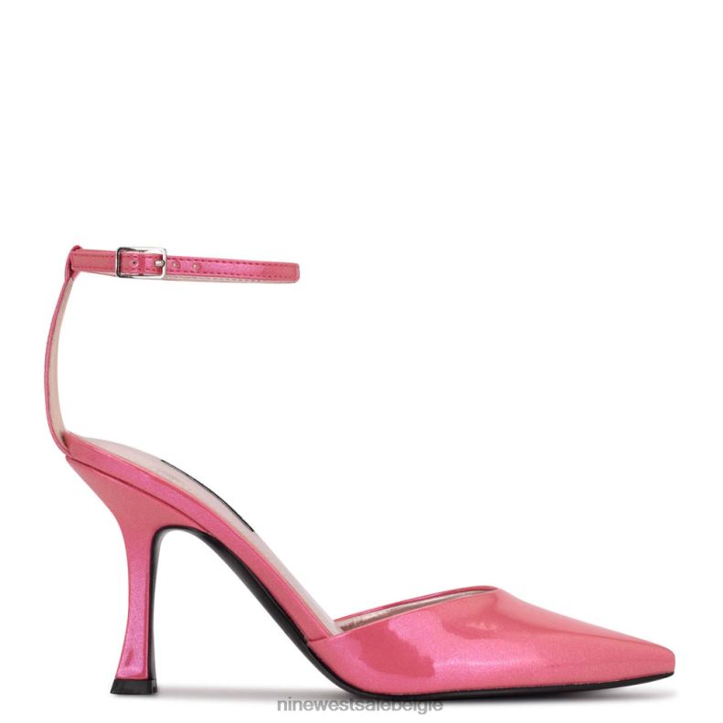 Nine West L48XT1212 roze parelmoer metallic mooi gevormde puntige pumps met enkelbandjes