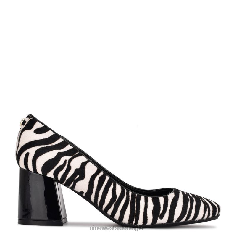 Nine West L48XT1229 zebra haarkalf vibe 9x9 pumps met blokhak