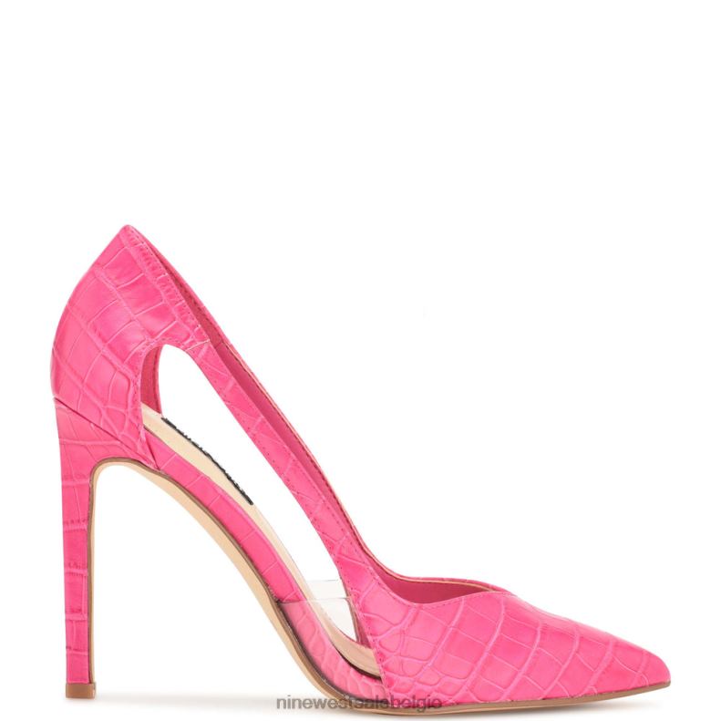 Nine West L48XT1396 roze kroko trivs puntige teenpumps