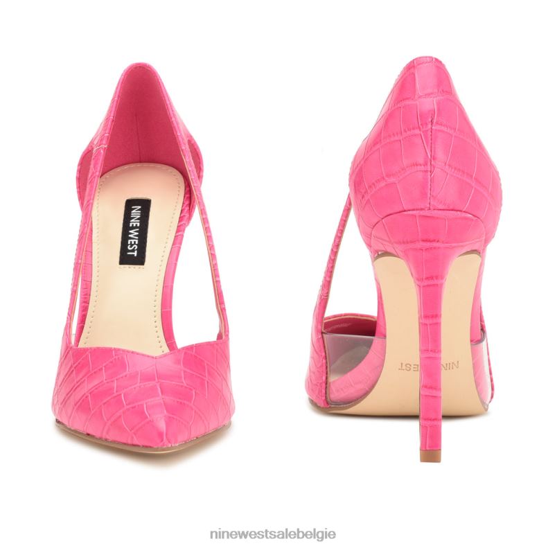 Nine West L48XT1396 roze kroko trivs puntige teenpumps