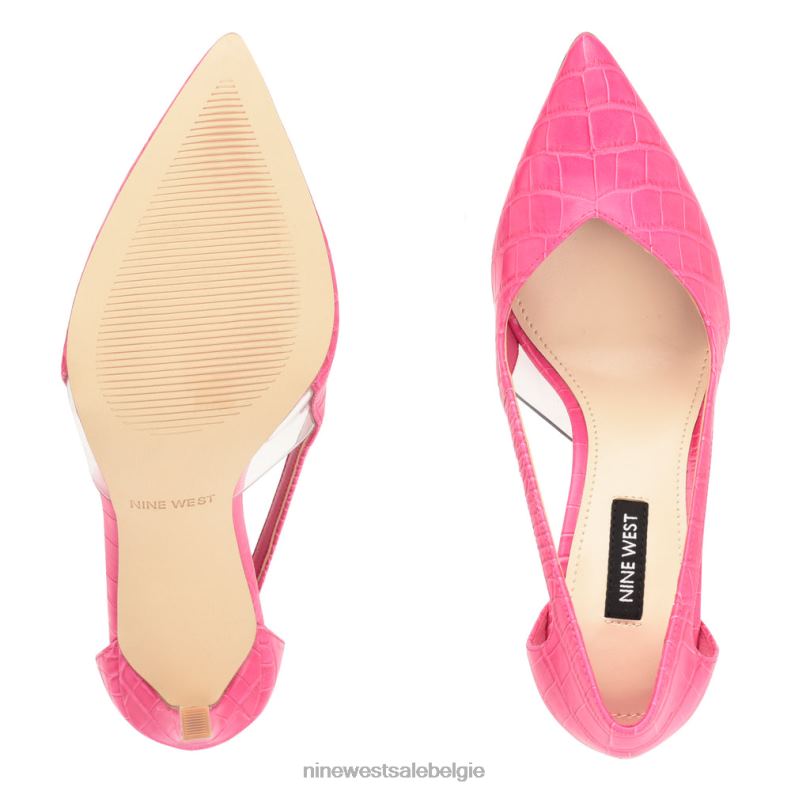 Nine West L48XT1396 roze kroko trivs puntige teenpumps