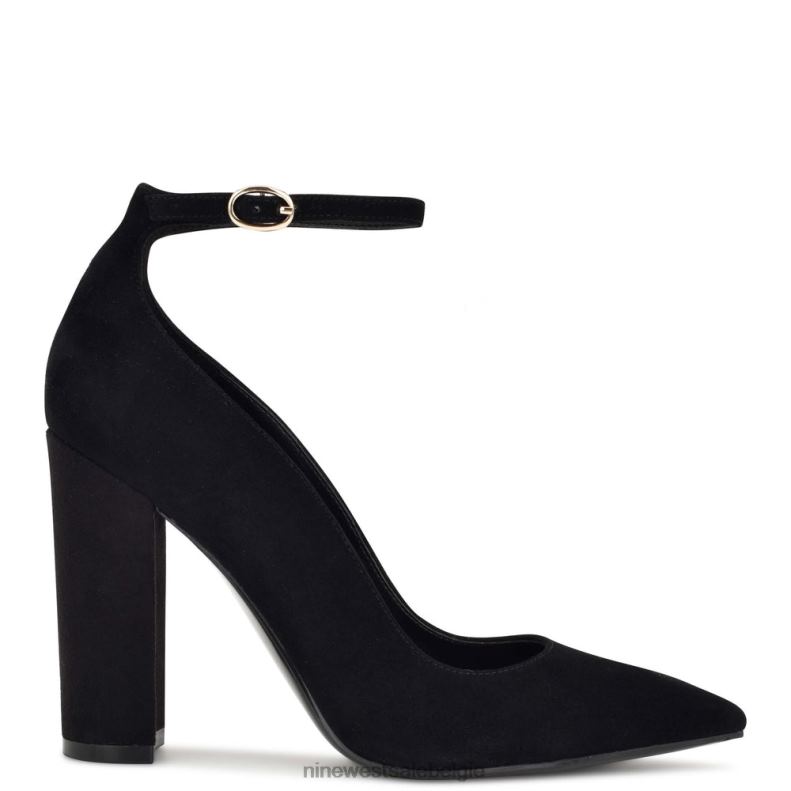 Nine West L48XT1399 zwart suède Plana pumps met enkelbandje