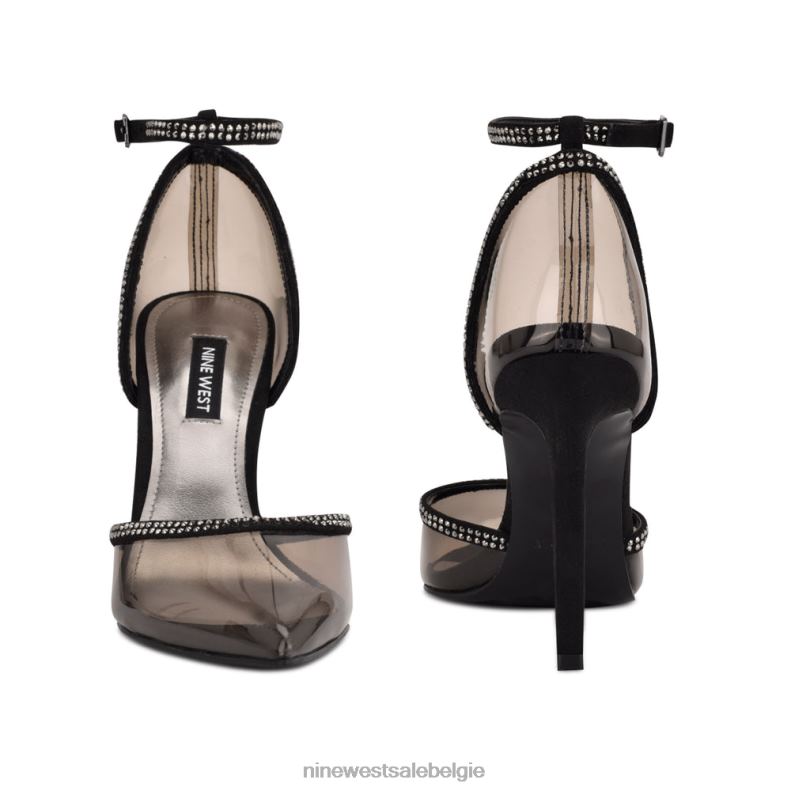 Nine West L48XT1422 zwarte rook Tootsie pumps met enkelbandjes