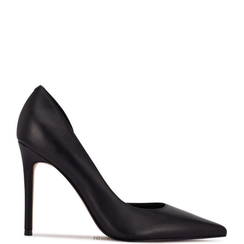 Nine West L48XT1428 zwart leer Folowe d'orsay pumps met puntige neus