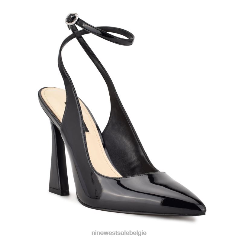 Nine West L48XT1432 zwart patent Tabita jurkpumps met enkelbandje