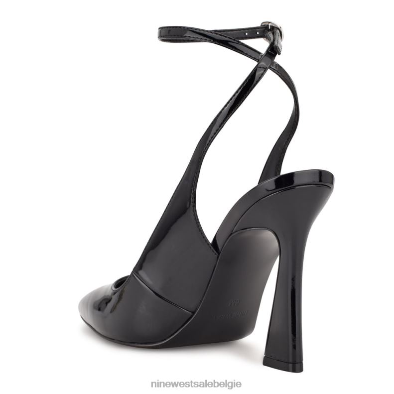 Nine West L48XT1432 zwart patent Tabita jurkpumps met enkelbandje