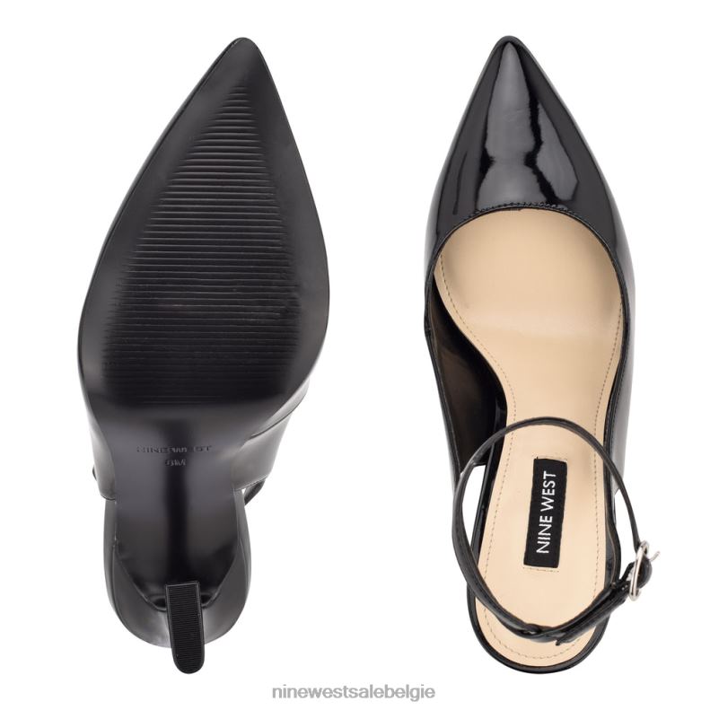 Nine West L48XT1432 zwart patent Tabita jurkpumps met enkelbandje